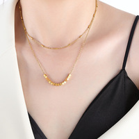 Collier Géométrique Double Couche pour Femme, Couleur Or, Style Vintage, Bijoux d'Été Superposés, Vente en Gros