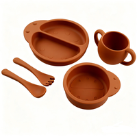 CHINFAI Assiette divisée en silicone sans BPA pour bébés, ensemble d'ustensiles de table pour tout-petits, bol en silicone pour bébés