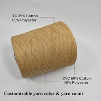 Fil à tisser cardé à filature ouverte Ne 16/1, écologique, multicolore, en mélange de polyester recyclé et de coton, pour chemises/sweats à capuche/tissage