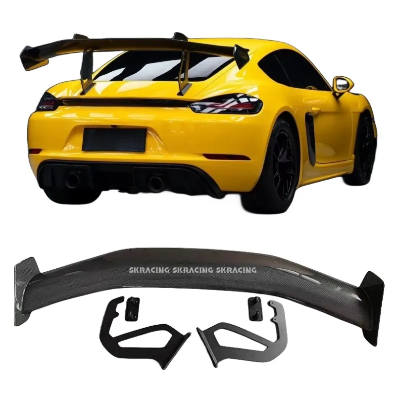 Aileron de coffre arrière en Fiber de carbone GT4 RS Style Kit de carrosserie extérieur pour Porsche Cayman Boxster 718 981 982 987