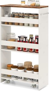 Organizador de estantería de madera delgada de 4 niveles con mango Islas de cocina y carros Carro de almacenamiento rodante estrecho de 4 niveles para lavadora secadora - Product Image 4