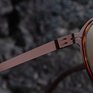 Logo personalizzato Cat Eye in acciaio inox per cerniera senza vite polarizzati UV400 tonalità occhiali da <span class=keywords><strong>sole</strong></span> per gli uomini alla moda oro marrone - Product Image 2