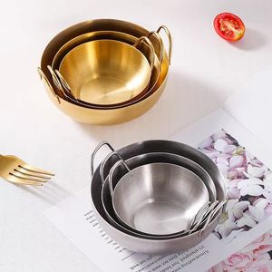 Korean Style 304 Stainless Steel Double Handled Bowl Gold Color Dipping <b>Sauce</b> Kimchi Bowl Dishwasher Safe Party Use - Product Image 2
