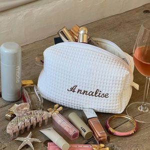 Sacs à Cosmétiques Portables en Coton avec Logo Personnalisé Trousse de Maquillage Monogrammée en Promotion Trousse de Toilette Gaufrée Personnalisée - Product Image 2