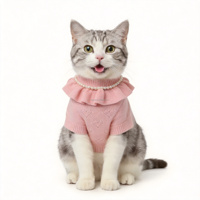 Pull de luxe en chinchilla à découpe cœur, col à volants, perles, pour animaux de compagnie, vêtements mignons, petites et moyennes tailles, en coton, hiver, Halloween, printemps
