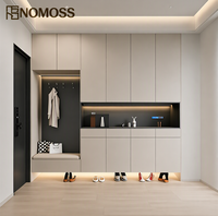 Meuble de rangement mural intelligent pour chaussures avec niche utilitaire ouverte et tiroir dissimulé pour entrée minimaliste et moderne