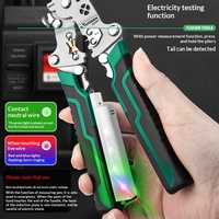 Pince à dénuder multifonction certifiée CE pour usage domestique, pince à bec effilé pour électricien, testeur de tension, couleurs vert/noir/argent