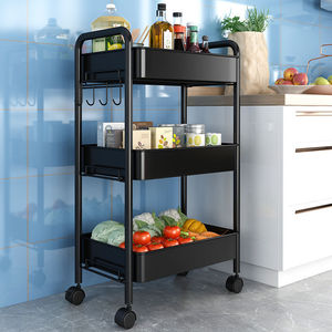 Chariot de rangement multi-niveaux avec roulettes pour cuisine, salle de bain, chambre à coucher, étagère portable, chariot à 3 paniers en maille - Product Image 4