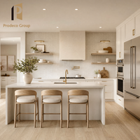 Meubles d'îlot de cuisine modernes en PVC écologique, finition mélamine imperméable, effet marbre, pour projets de construction d'appartements