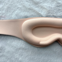 Heenlong Masker Mata 3D Berbobot dengan Busa Memori dan Butiran Kaca, Tali Velcro yang Dapat Disesuaikan, Warna Pink, Penutup Mata untuk Tidur