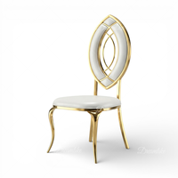 Chaises de salle à manger élégantes et durables en acier inoxydable avec revêtement en cuir PU pour hôtels, banquets et événements de mariage (vente en gros)