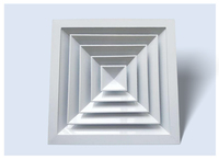 Diffuseur d'air carré en aluminium à quatre voies, grille d'aération de plafond, sortie d'air pyramidale pour bureau, centre commercial, climatisation commerciale