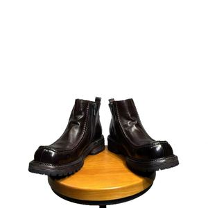 Bottes Chelsea pour hommes, mode britannique rétro, cuir véritable, semelles épaisses, mi-mollet, à enfiler, été, automne, hiver, chaussures de sécurité - Product Image 5