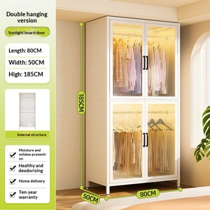 Armoire autoportante en fer, style moderne et minimaliste, pour chambre à coucher, mobilier de maison, facile à assembler, idéale pour appartements locatifs, rangement combiné - Product Image 5
