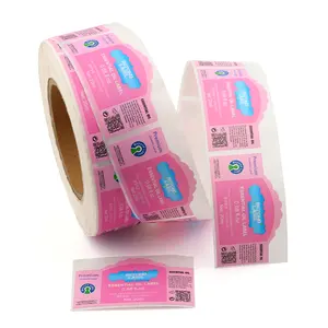 Produttore professionale di etichette con logo personalizzato adesivo di marca biodegradabile rosa di alta qualità
