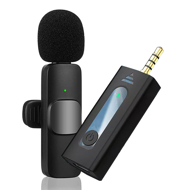 K35 Wireless Mini Lavalier Microphone 3.5mm Aux Auto Sync Noise Reduction Lapel Mic Loseless Decoding Hifi Quality with Receiver