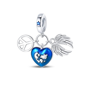 Pulsera Decorativa DIY con Árbol de la Vida, Sol, Paloma de la Paz y Colgante de Zirconia en Forma de Corazón - Plateado, Certificado GDTC - Product Image 5