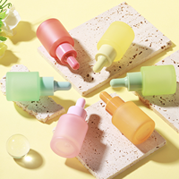 Flacons compte-gouttes en verre mat couleur macaron de 20 ml pour huiles essentielles, sérum de soin, forme cylindrique, bouchon à vis PP