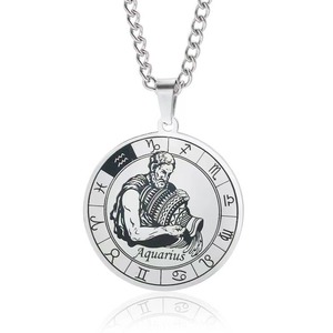 Collana uomo in acciaio inox Con dodici <span class=keywords><strong>segni</strong></span> <span class=keywords><strong>zodiacali</strong></span> ciondolo semplice e di fascia alta accessorio Con-stellation segno di stella Aries - Product Image 3
