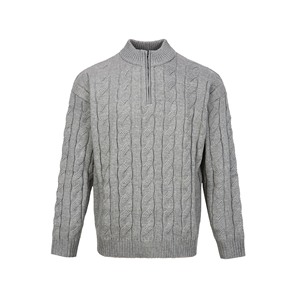 เสื้อกันหนาวลำลองแขนยาวคอตั้งสำหรับผู้ชาย <span class=keywords><strong>littlepony</strong></span> เสื้อสเวตเตอร์ถักมีปกสีพื้นแบบลำลองใหม่2025 - Product Image 4