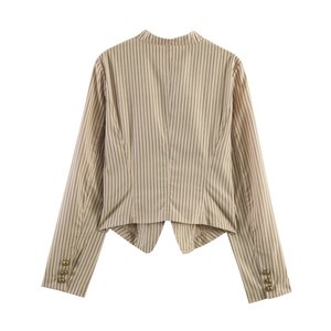 Blazer a Rayas Cruzado <span class=keywords><strong>de</strong></span> Un Botón para <span class=keywords><strong>Mujer</strong></span>, Modelo 2026, <span class=keywords><strong>Chaqueta</strong></span> <span class=keywords><strong>de</strong></span> Oficina a Medida, OEM/ODM por Fábrica <span class=keywords><strong>de</strong></span> Ropa China - Product Image 2