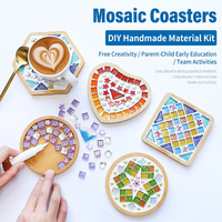 Kit de bricolage pour dessous-de-verre en mosaïque, kit d'artisanat fait main, ensemble d'art avec perles de bambou pour enfants, activités parent-enfant, activités de groupe