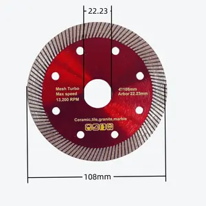 Vendita di fascia alta da 4 4.5 pollici ultra-sottile turbina sinterizzata in ceramica disco da taglio tondo secco in gres porcellanato diamantato lame