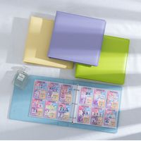Reliure à 3 anneaux A5 large, 6 pochettes, pochettes en cuir PU, porte-cartes photo, couverture solide de couleur macaron, album photo Kpop, livre de collection de cartes postales