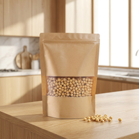 Sachet Doypack en Kraft Brun avec fermeture Ziplock à encoche de déchirement pour l'emballage de riz, céréales, muesli et grains de café
