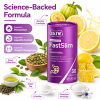 Gomitas Botánicas OKTW FastSlim con Sabor a Limón, 30 Unidades, Aumentan el Metabolismo, Controlan el Apetito, Controlan el Peso