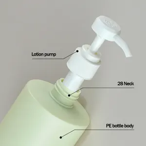 500ML HDPE Lotion Bottle With Pump Plastic Round Shaped Body Shampoo Bottle Packaging