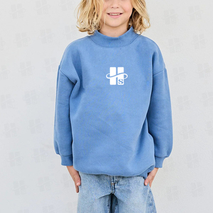 Sweat-shirts à col montant en coton molletonné pour enfants, coupe ample, broderie personnalisée, vente en gros OEM pour jeunes - Product Image 3