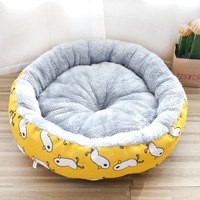 Rond doux chat lit maison lit chien tapis de couchage coussin nid chaud chenil tapis pour animaux de compagnie chiot nid cacher Burger pain hiver