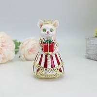 Boîte à bijoux en métal en forme de chat princesse, figurine à charnières, décoration, ornement, statues d'animaux en émail
