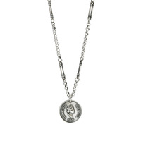 Collar de eslabones cubanos con cadena de plata 925, chapado en oro de 18K, retrato de cabeza de Elizabeth, Gargantilla con colgante de moneda, novedad