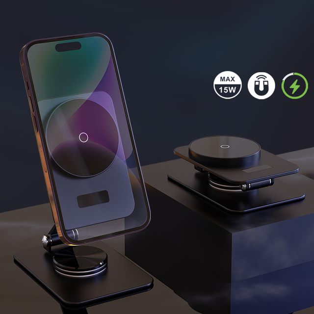 Foldable PD 3.0 QC4.0+ Wireless Charger 5V/2A Fast Charging Magnetic Desktop Stand Phone Holder