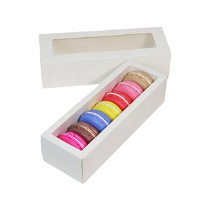 Petit tiroir en <span class=keywords><strong>carton</strong></span> de qualité <span class=keywords><strong>alimentaire</strong></span>, pièces, boîte-cadeau avec fenêtre transparente pour macarons cuits, vente en gros - Product Image 4