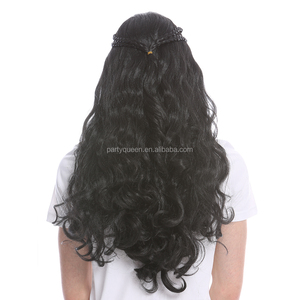 <span class=keywords><strong>Peluca</strong></span> sintética negra larga media arriba media abajo para hombre - Product Image 5