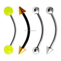 Barre de piercing punk en acier inoxydable noir avec embout conique doré pour nombril, accessoires corporels, anneaux de sourcil