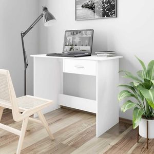 Bureau d'angle compact en bois composite avec tiroir, design gain de place pour bureau à domicile - Écologique et durable - Product Image 1