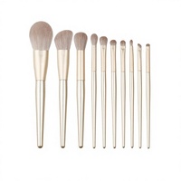 Ensemble de 10 pinceaux de maquillage pour les yeux en fibres synthétiques avec logo personnalisé, marque privée, outils cosmétiques professionnels, haute qualité, fabrication en usine