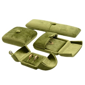 Premium Quality Green Square Velvet Corduroy Double Open Snap Closure Jewelry <b>Box</b> for Bracelet Necklace <b>Earring</b> Ring - Product Image 1