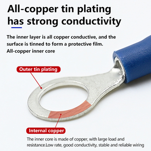 Nhà máy sản xuất cáp Lug Vòng thiết bị đầu cuối điện nối vòng pre-cách điện thiết bị đầu cuối cho AWG22-16 dây uốn thiết bị đầu cuối - Product Image 4