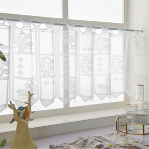 White <b>Lace</b> Kitchen <b>Curtain</b> Rod Mounted Translucent Half <b>Curtain</b> For Living Room Bedroom Dining Room Bathroom - Product Image 2