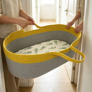 Cesta Moisés Portátil de Cuerda de Algodón con Forro Impermeable, Cesta para Cambiar Pañales, Organizador de Pañales para Guardería, Almacenamiento para Recién Nacidos - Product Image 3