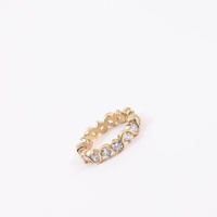 Bague d'éternité vintage en acier inoxydable plaqué or 18 carats, motif vague, entièrement pavée de zircone cubique, empilable, pour femme