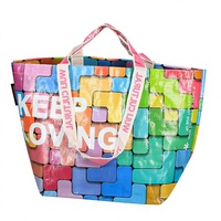 Sac fourre-tout tissé, sac de courses pour supermarché, motif dessin animé portable, grande capacité, imperméable, PE 54*20*35