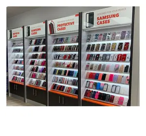 Modern cep telefonu tamir mağaza tasarımı cep telefonu aksesuarları sergileme mobilyası vitrin telefon kılıfı ekran duvar dolabı