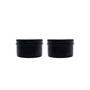 Empty cosmetic packaging 4oz matte black metal tin cans aluminum screw top candle spice tins lip balm containerAJ-884D