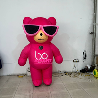 Ballon gonflable d'ours rose d'accessoires de festival de rock, costume gonflable géant d'ours en peluche